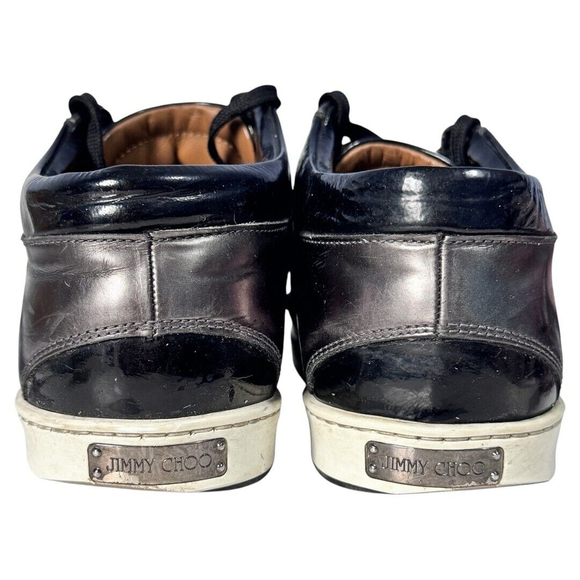 Jimmy Choo black/silver Leather Miami Low Top Sneakers Size‎ 39 (US 8.5) woman's - Picture 4 of 6